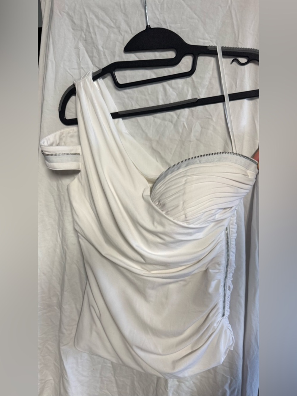 Bebe Kardashian Kollection White One-Shoulder Draped Dress